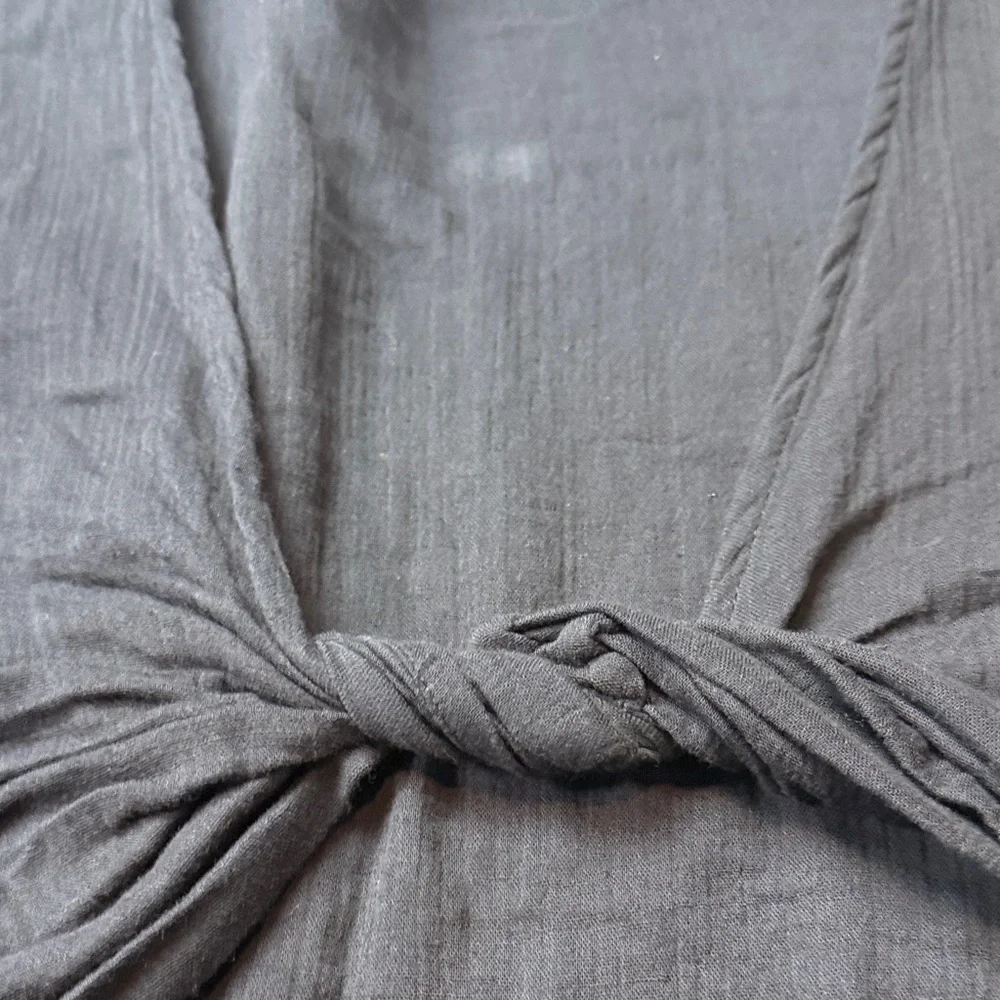 Free People Linen Twist Front Crop Pullover - Picture 4 of 7